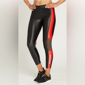 SoulCycle x Koral Emblem High Rise Infinity Cropped Legging - Large - Black Red